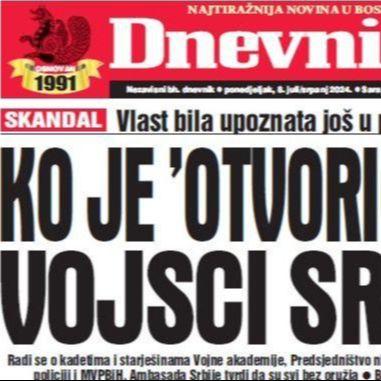 Danas u "Dnevnom avazu" čitajte: Ko je "otvorio vrata" Vojsci Srbije?!