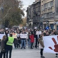 Demonstranti ofarbali u crveno centar Novog Sada